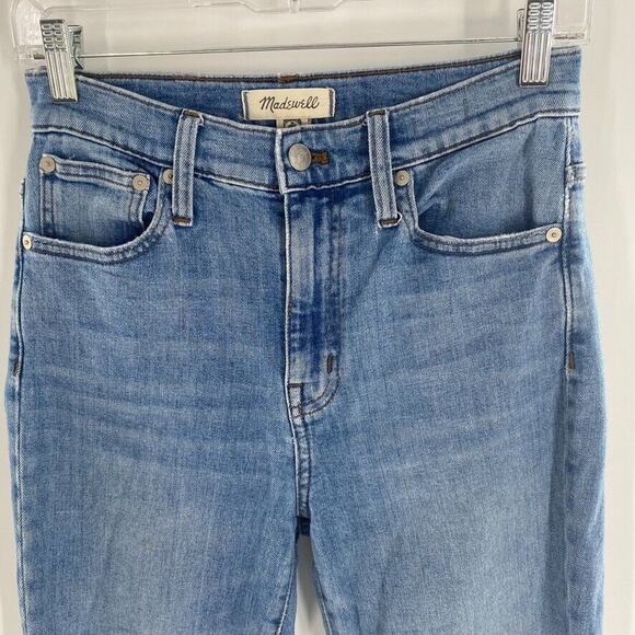Madewell Womens High Rise Crop Boyjean Sz 23‎ Light Wash Distressed Raw Hem - Picture 4 of 12